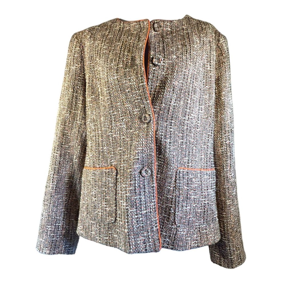Charles Gray Jacket Womens XL Tweed  Button Front Blazer